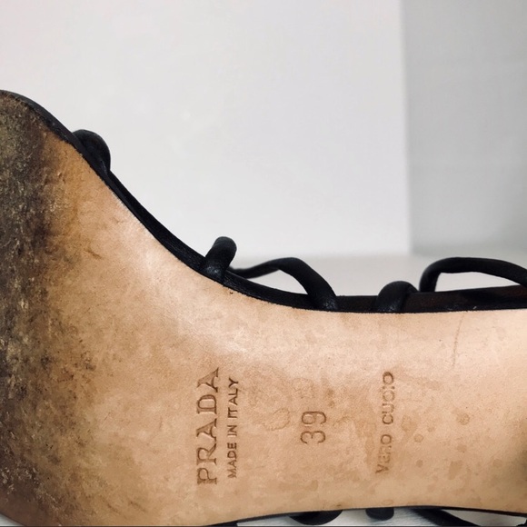 🎀 RARE Prada Leather Lace Up Heels - Picture 7 of 8